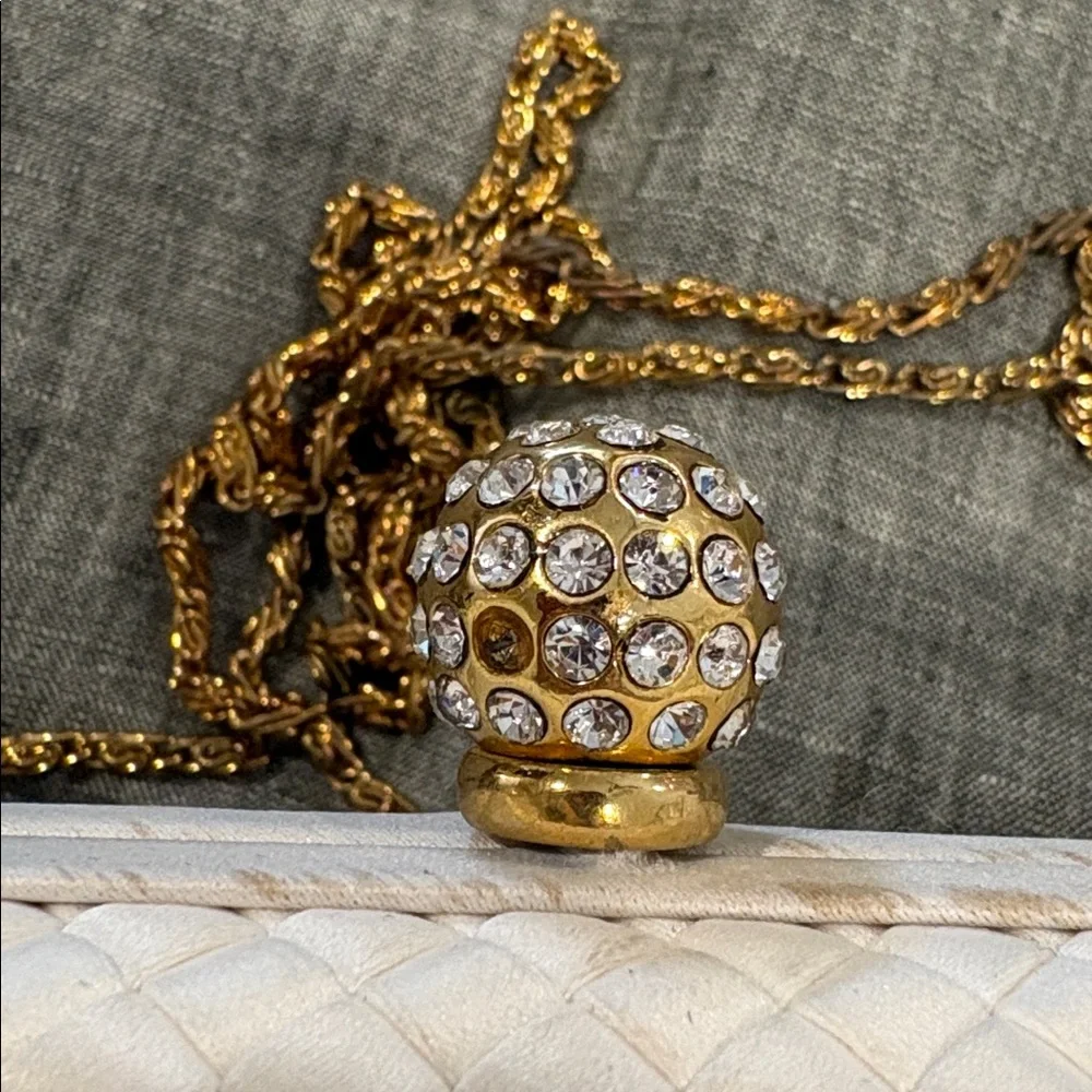 Vintage Saks Fifth Avenue Quilted Box Clutch Crystal Clasp Evening Bag